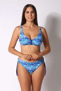 Bikini Ferretto Invisibile Curvy + Slip con lacci Fantasia Arabesque - Il Gabbiano
