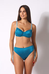 Bikini Top con ferretti e bretelle regolabili Curvy + Slip con lacci Marina - Il Gabbiano