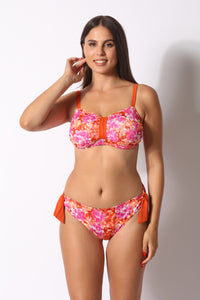 Bikini Top Fascia Curvy + Slip con fiocchi laterali fantasia Amira - Il Gabbiano