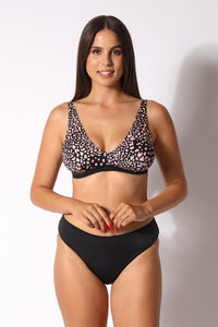 Bikini Top Vela con fascia sottoseno Lady + Slip tinta unita fantasia Maculato - Il Gabbiano